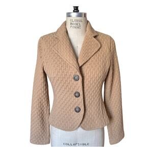 Donna Degnan Camel/Tan Basketweave Wool Blazer Size 6